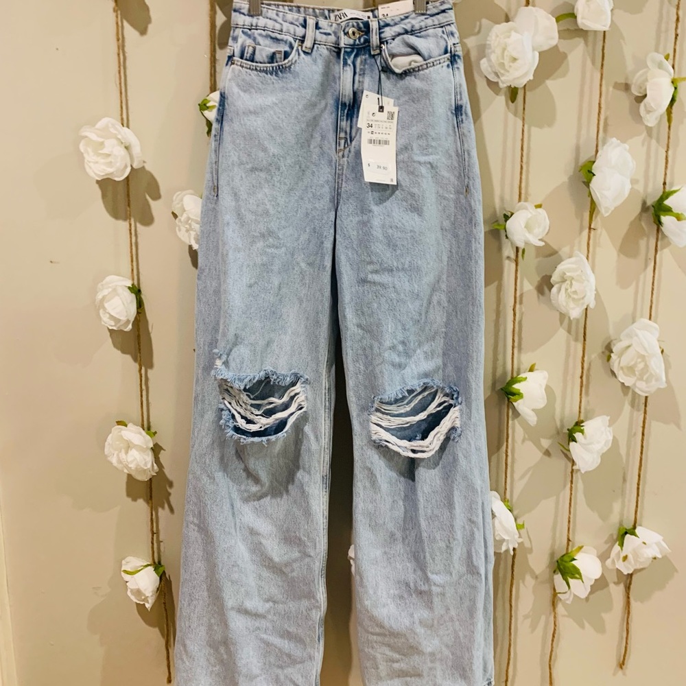 Women’s wide leg high rise Zara jeans